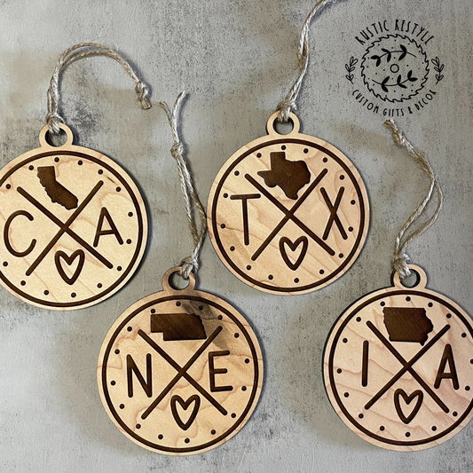 state wooden ornament, Pick your state