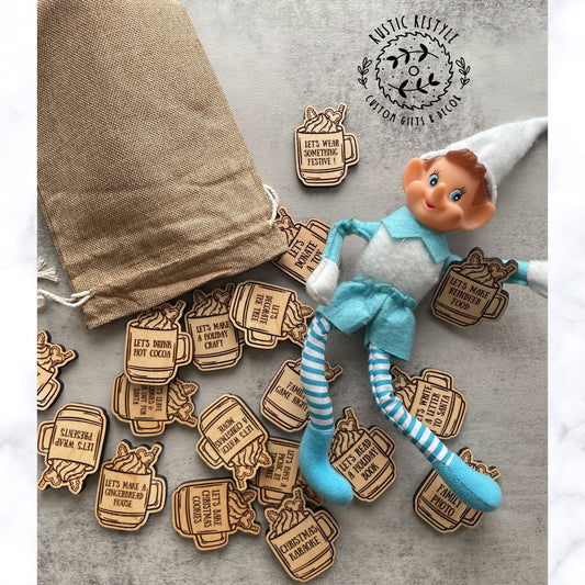 Elf Hot chocolate activity tokens, Christmas Elf kit