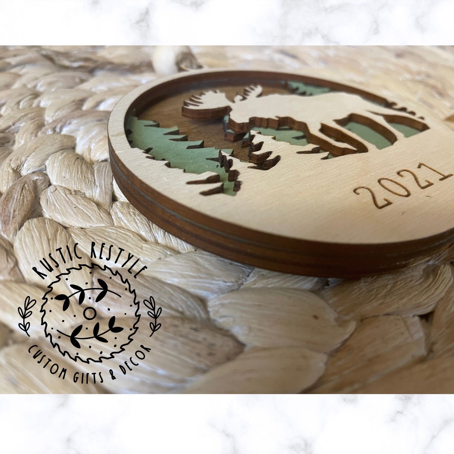 Moose Hunting Ornament, Moose personalized Hunting gift