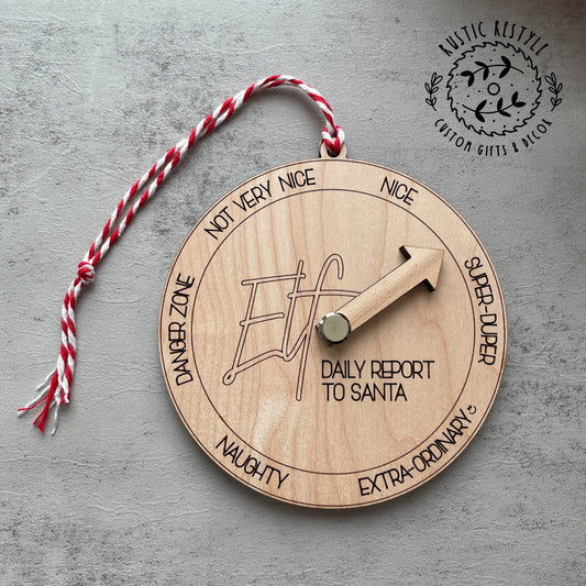 Elf Report Ornament. Elf Naughty or Nice Christmas Ornament