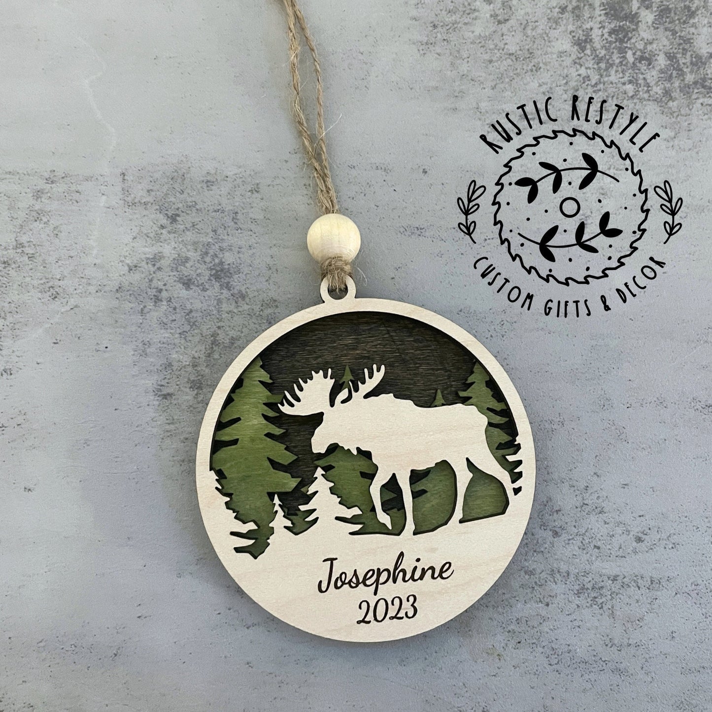 Moose Hunting Ornament, Moose personalized Hunting gift