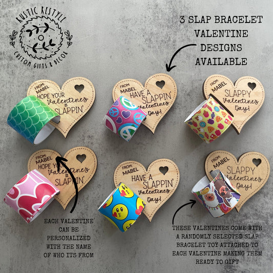 Classroom slap bracelet Valentines, Personalized wooden Valentine's Day gift
