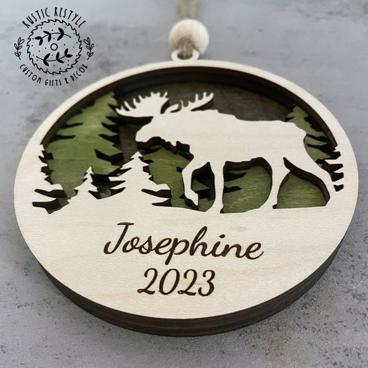 Moose Hunting Ornament, Moose personalized Hunting gift