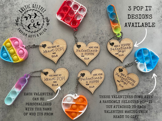 Classroom Pop-its Valentines, Personalized wooden Valentine's Day gift