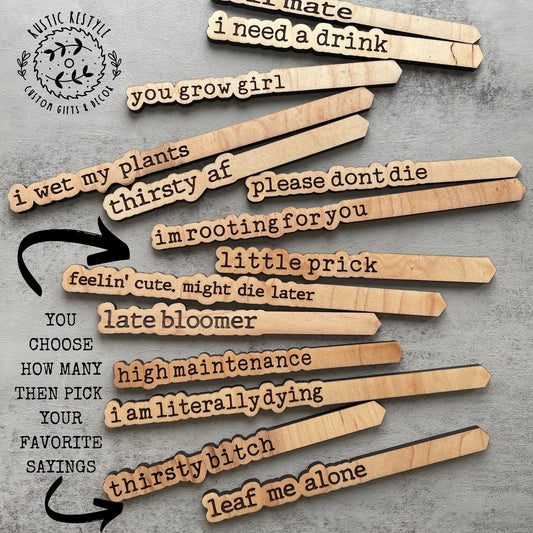 Funny indoor plant markers, wood plant tags for your house plants