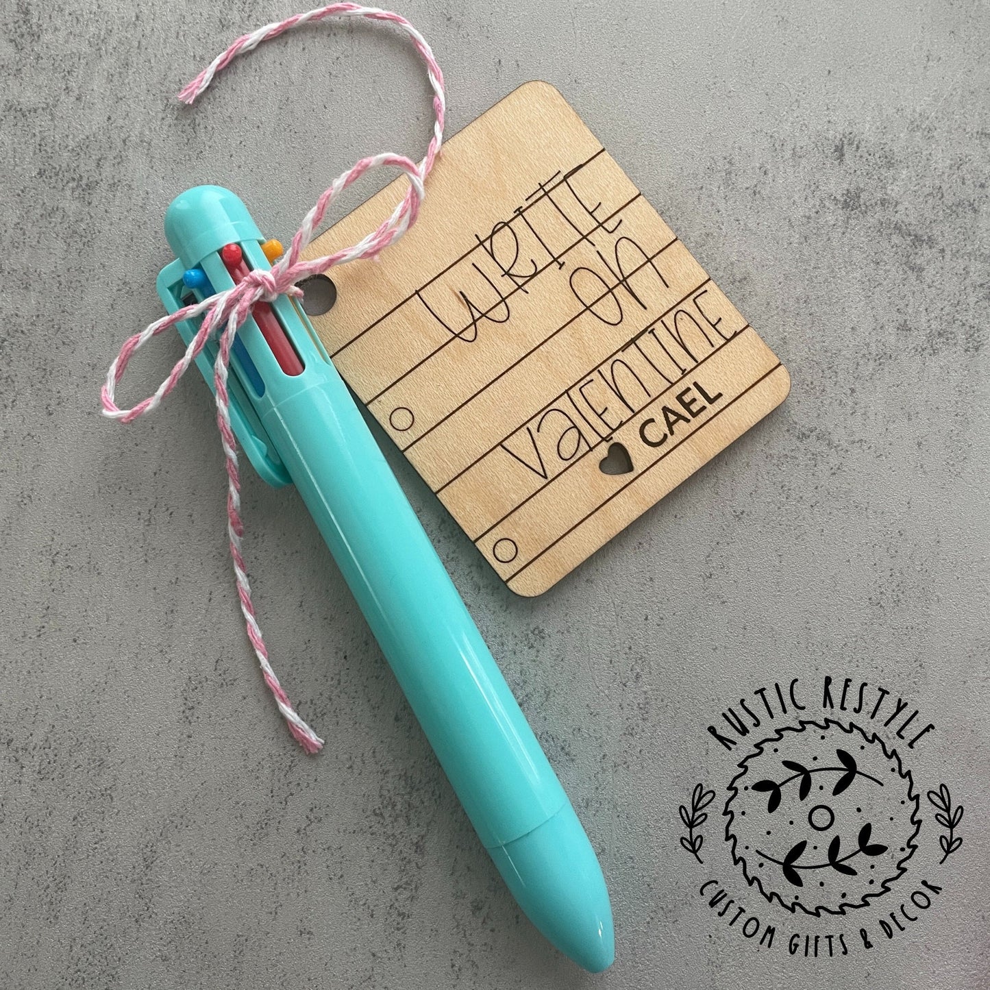 Classroom Multicolor click pen Valentines, Personalized wooden Valentine's Day gift