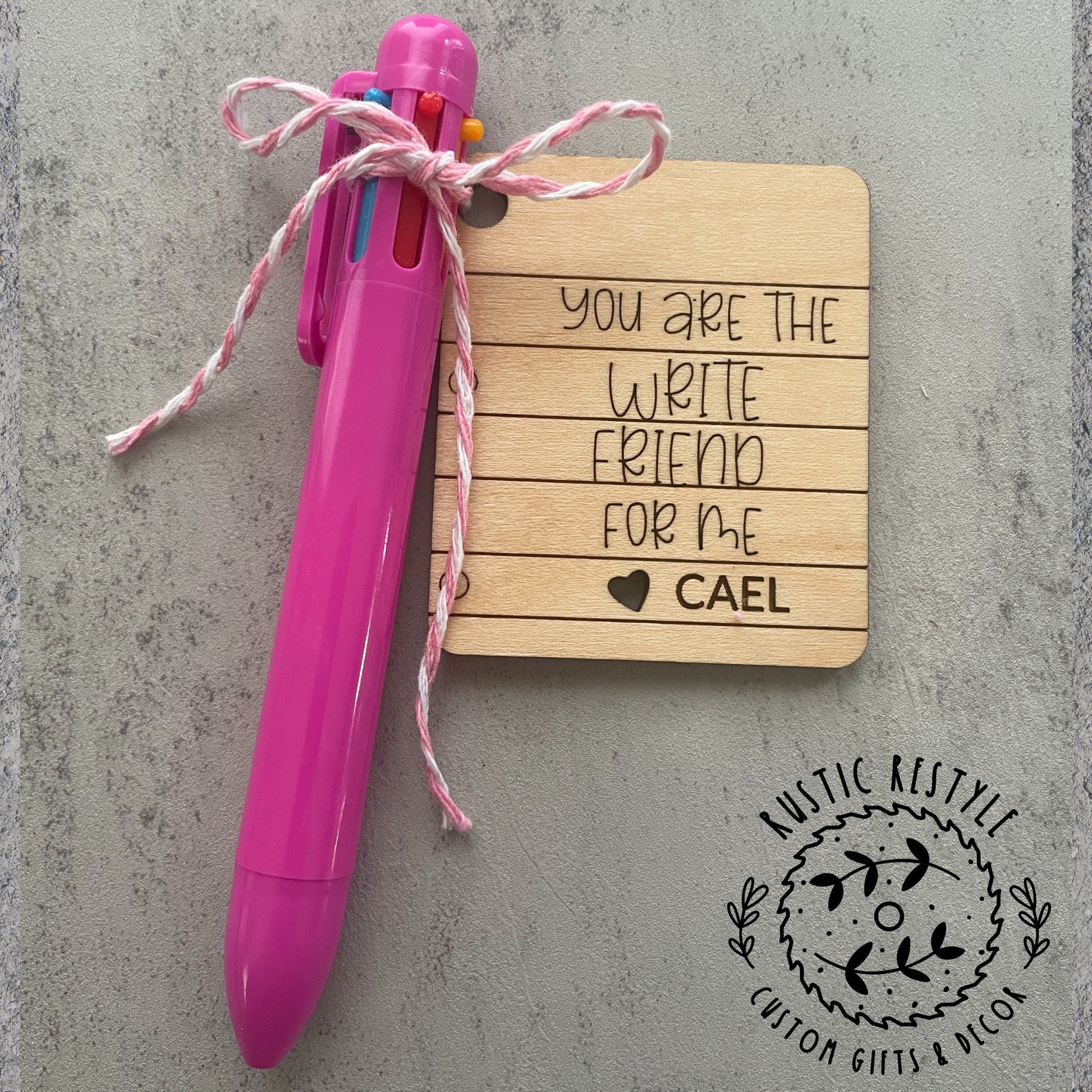 Classroom Multicolor click pen Valentines, Personalized wooden Valentine's Day gift