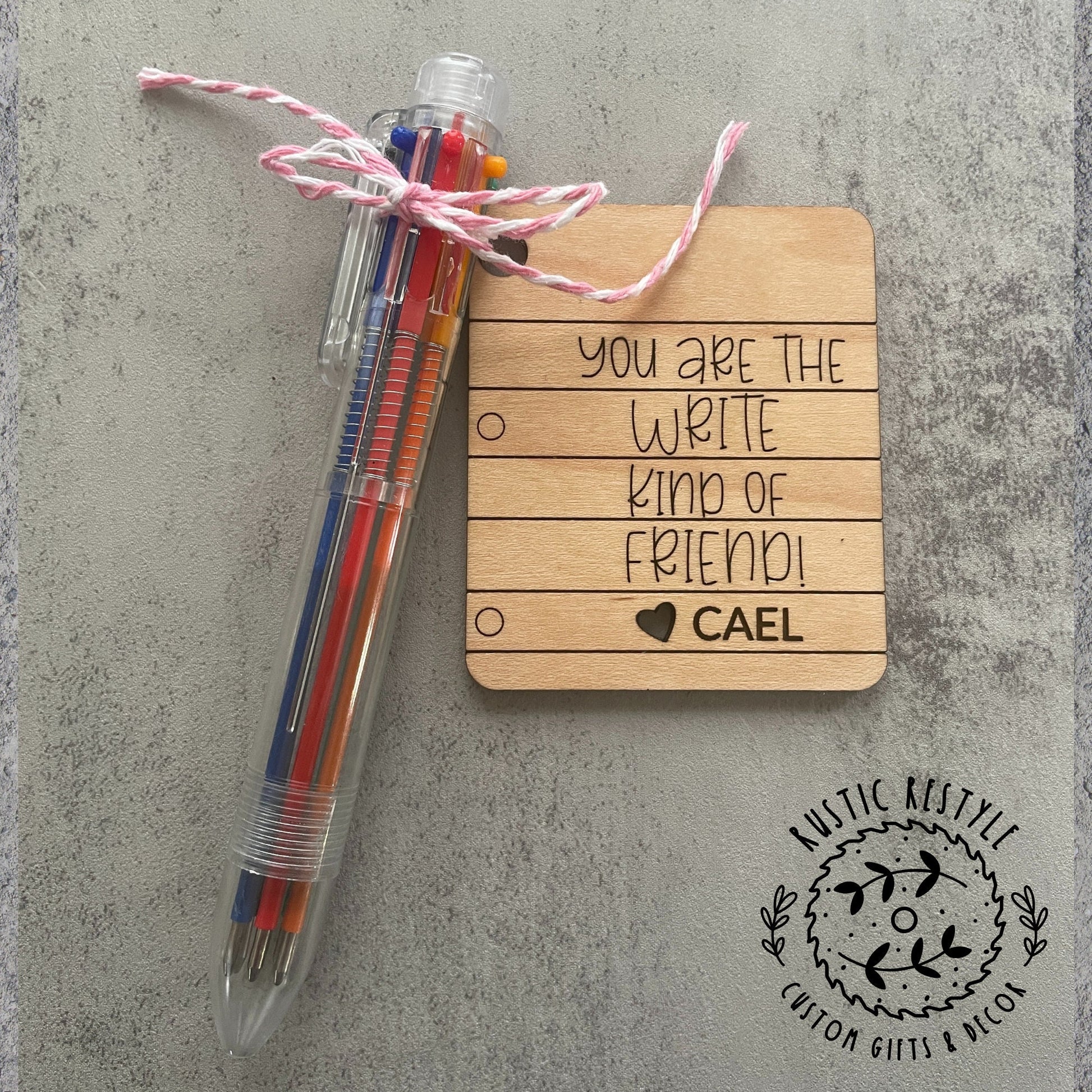 Classroom Multicolor click pen Valentines, Personalized wooden Valentine's Day gift