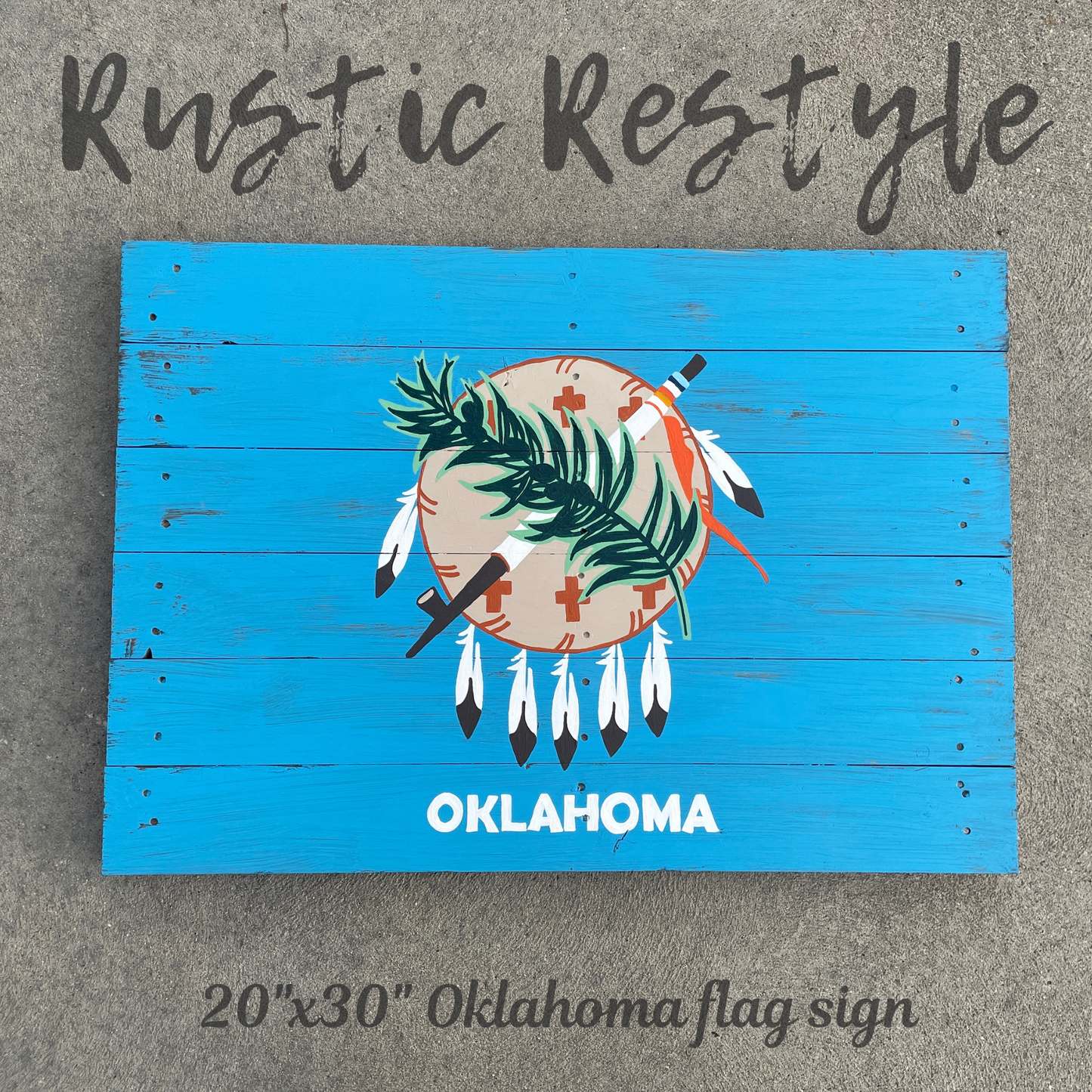 Oklahoma State flag Recycled pallet sign