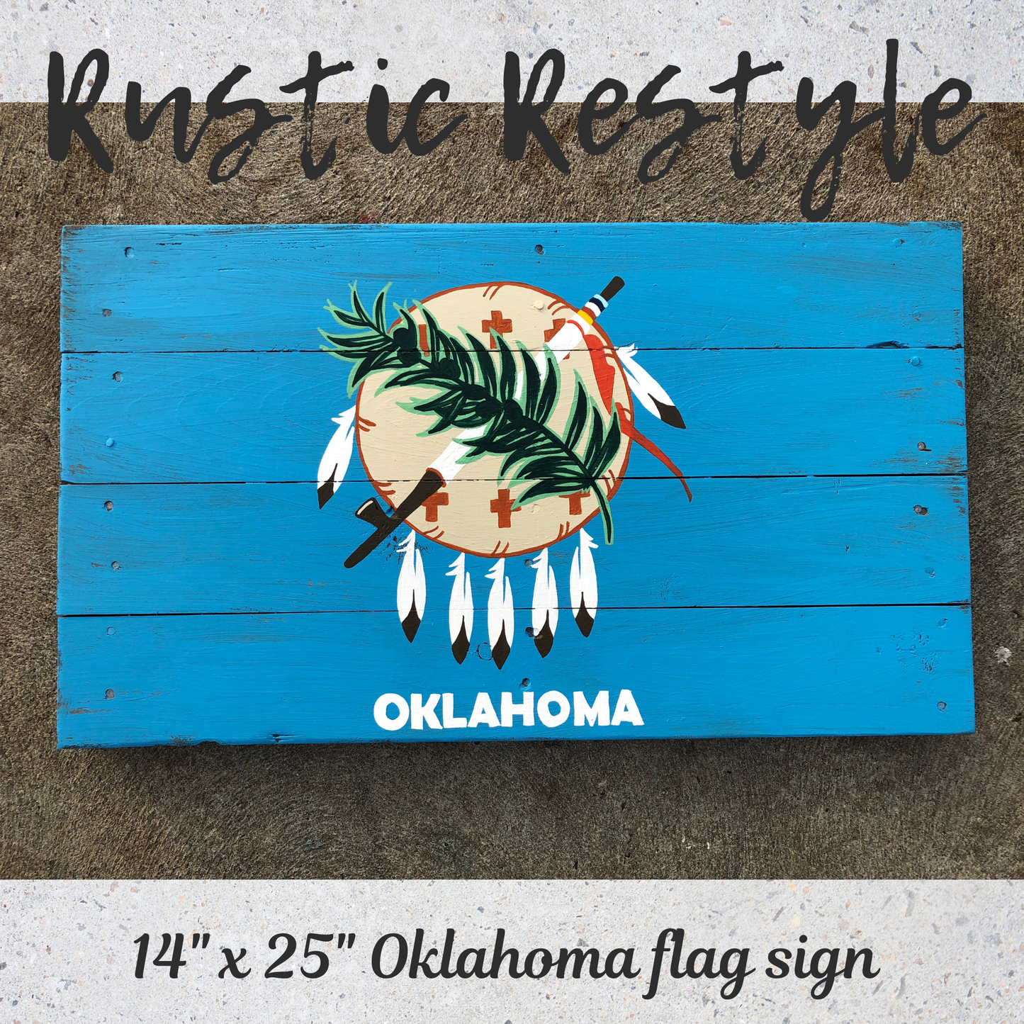 Oklahoma State flag Recycled pallet sign