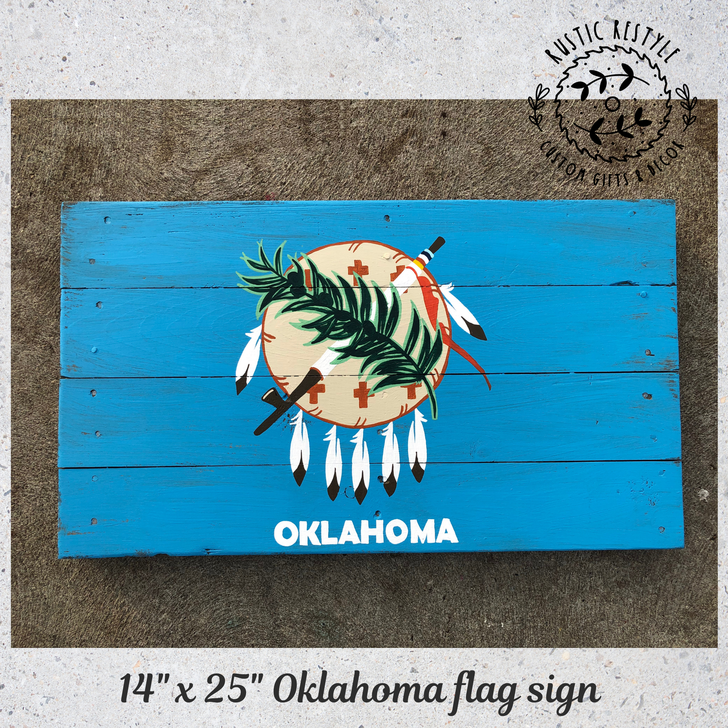 Oklahoma State flag Recycled pallet sign
