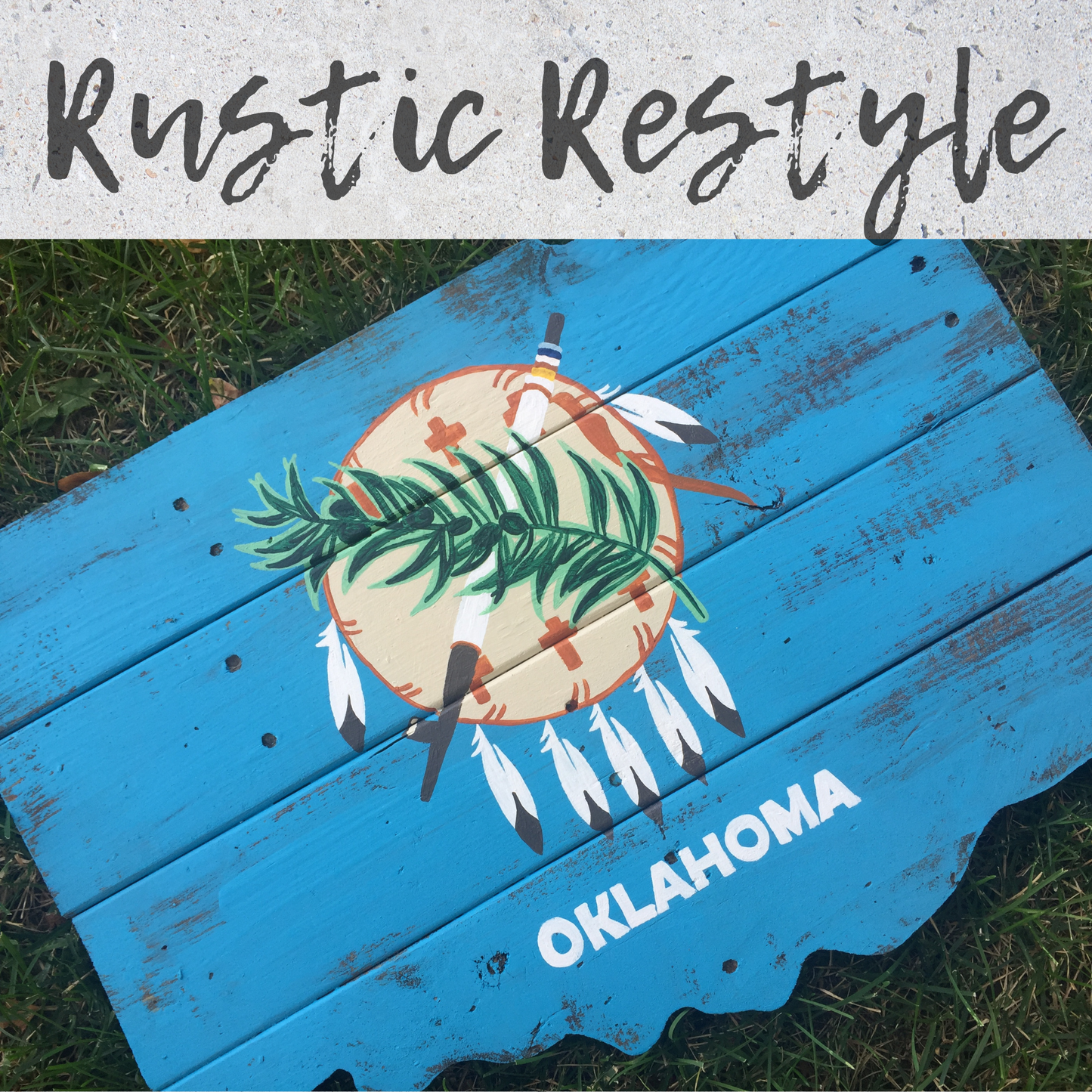 Oklahoma State flag Recycled pallet sign