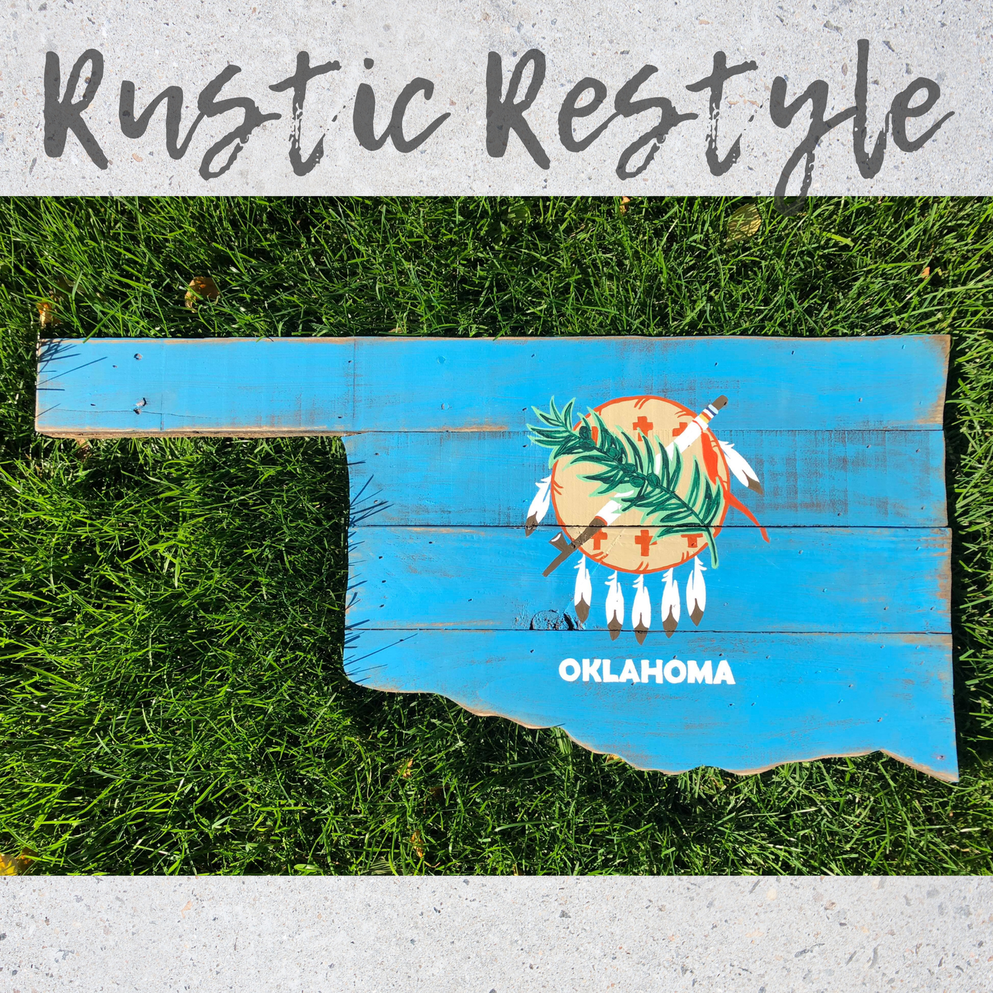 Oklahoma State flag Recycled pallet sign
