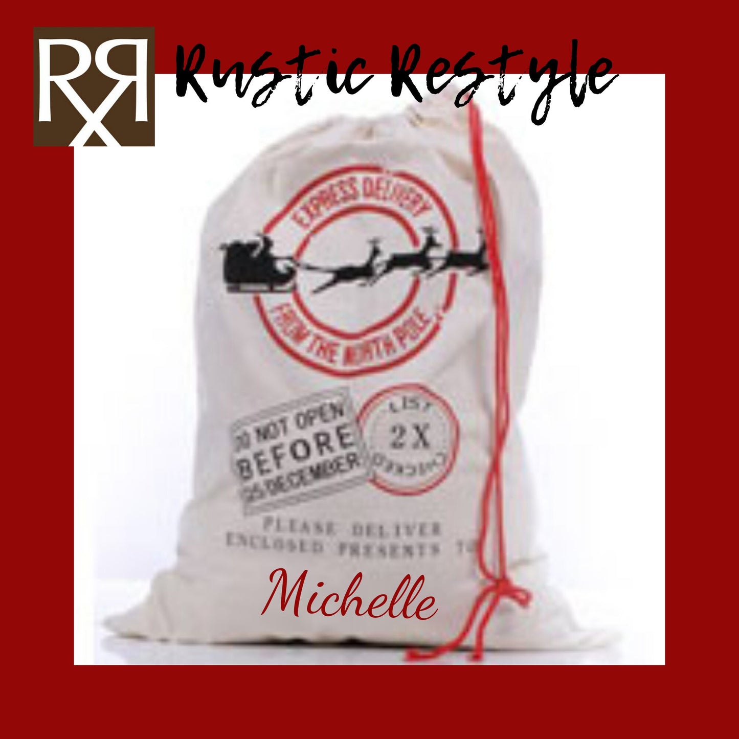 Personalized Santa sack, Santa Bag, Santa Delivery Bag, Christmas Gift, Santa Sacks, Christmas Sacks, Santa Clause Presents Bag, Christmas