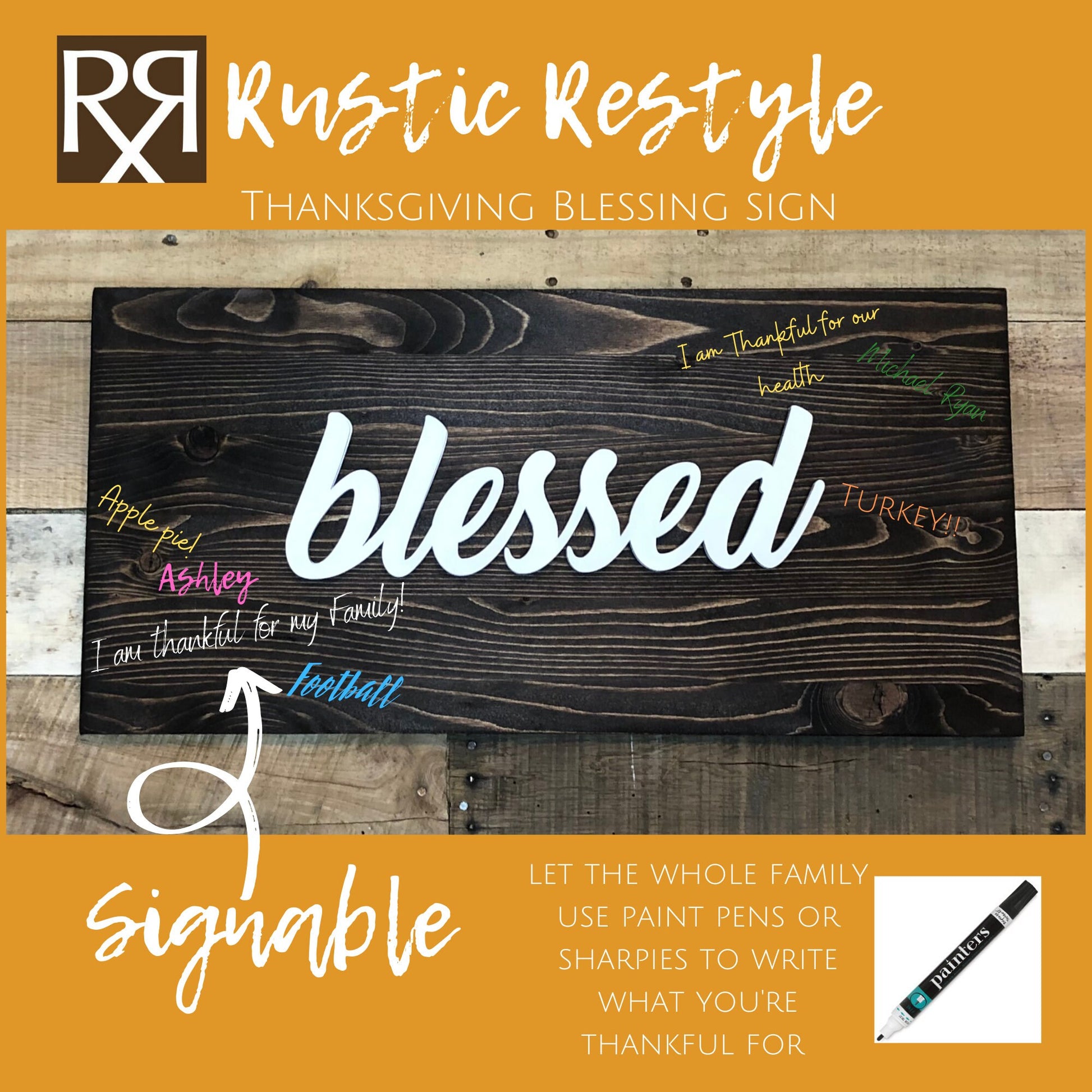 Thanksgiving blessings sign keepsake, I'm Thankful For sign, Give Thanks, Table, Gratitude, Thankful List, gather, greatful, blessed