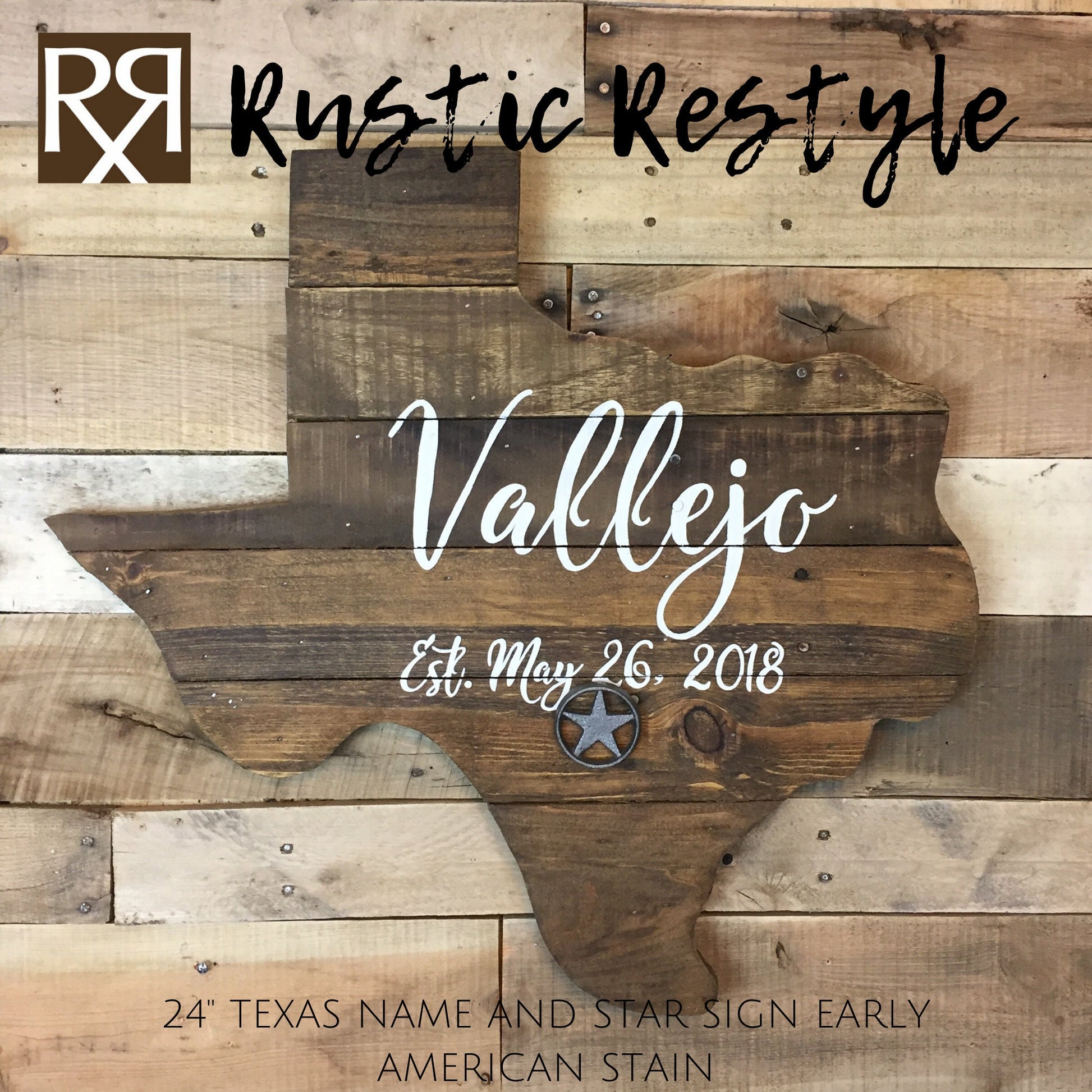 Last name wood sign, pallet sign wall art, wood state art, new home, rustic home decor, wooden Texas pallet, 24inch Texas name and star sign