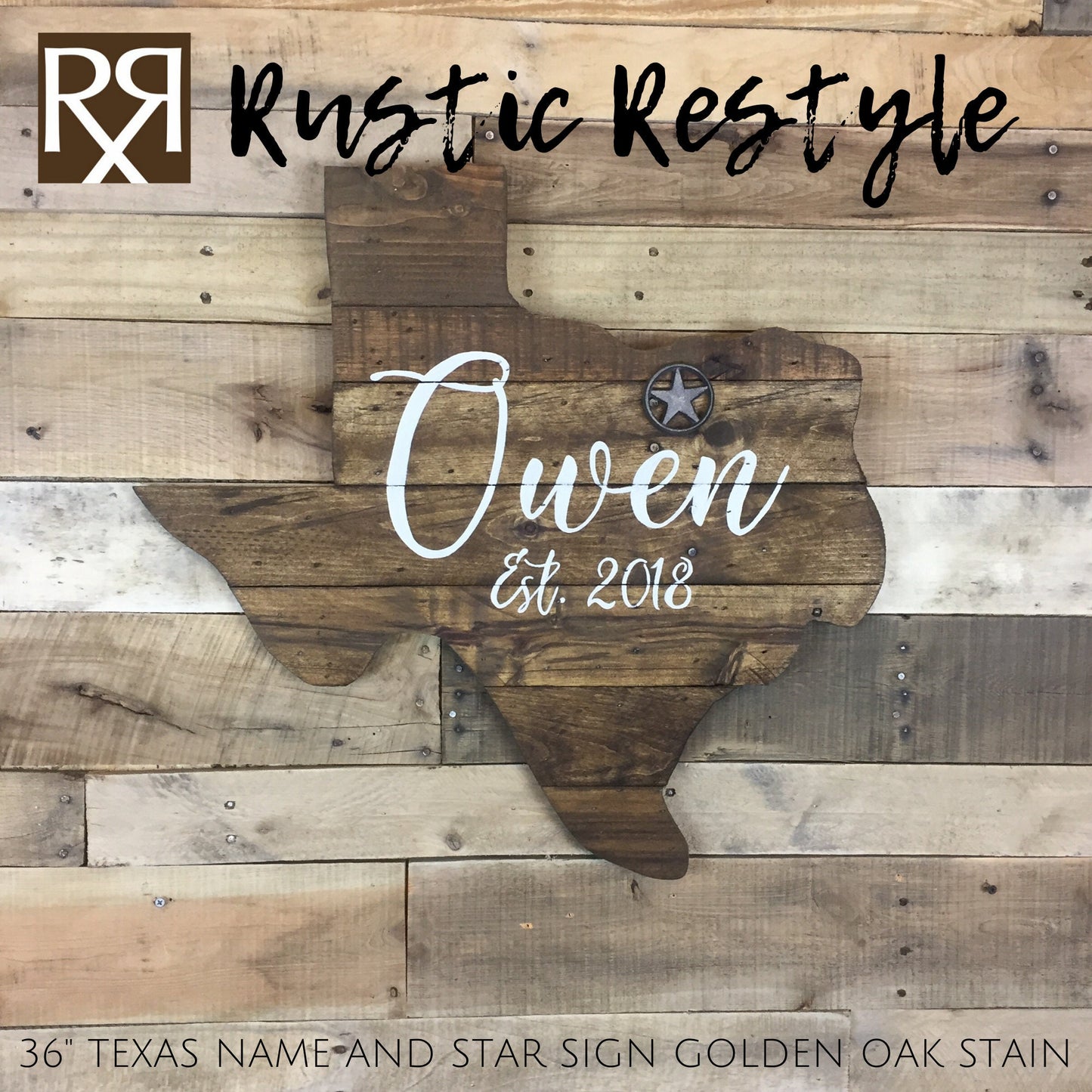 Last name wood Texas pallet sign, wood state wall art, new home wood sign, rustic home decor, pallet signs, 36" Name and star Texas sign