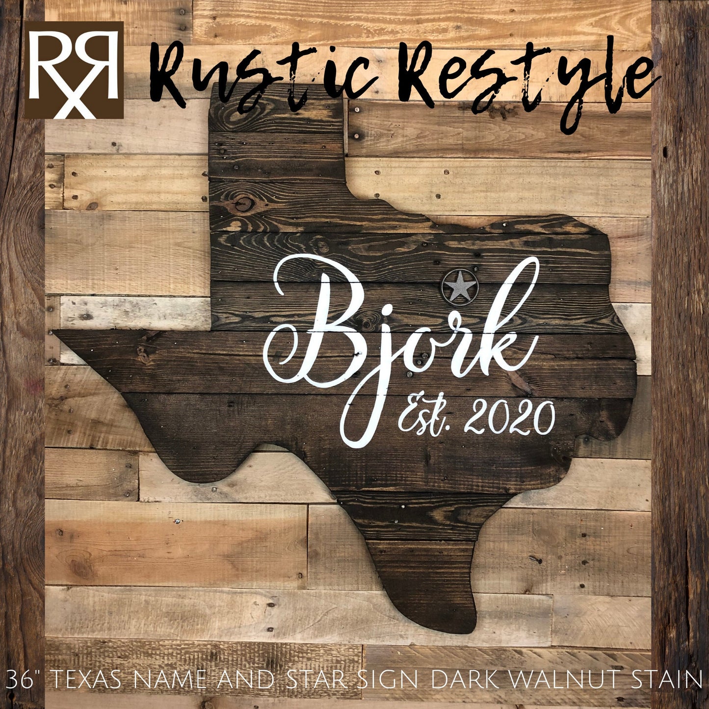 Last name wood Texas pallet sign, wood state wall art, new home wood sign, rustic home decor, pallet signs, 36" Name and star Texas sign
