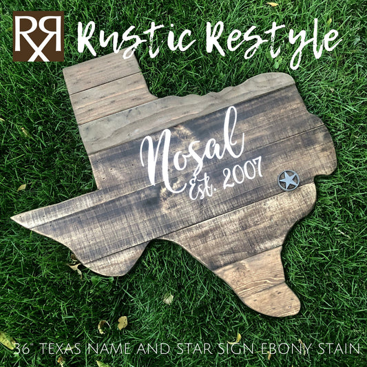 Last name wood Texas pallet sign, wood state wall art, new home wood sign, rustic home decor, pallet signs, 36" Name and star Texas sign