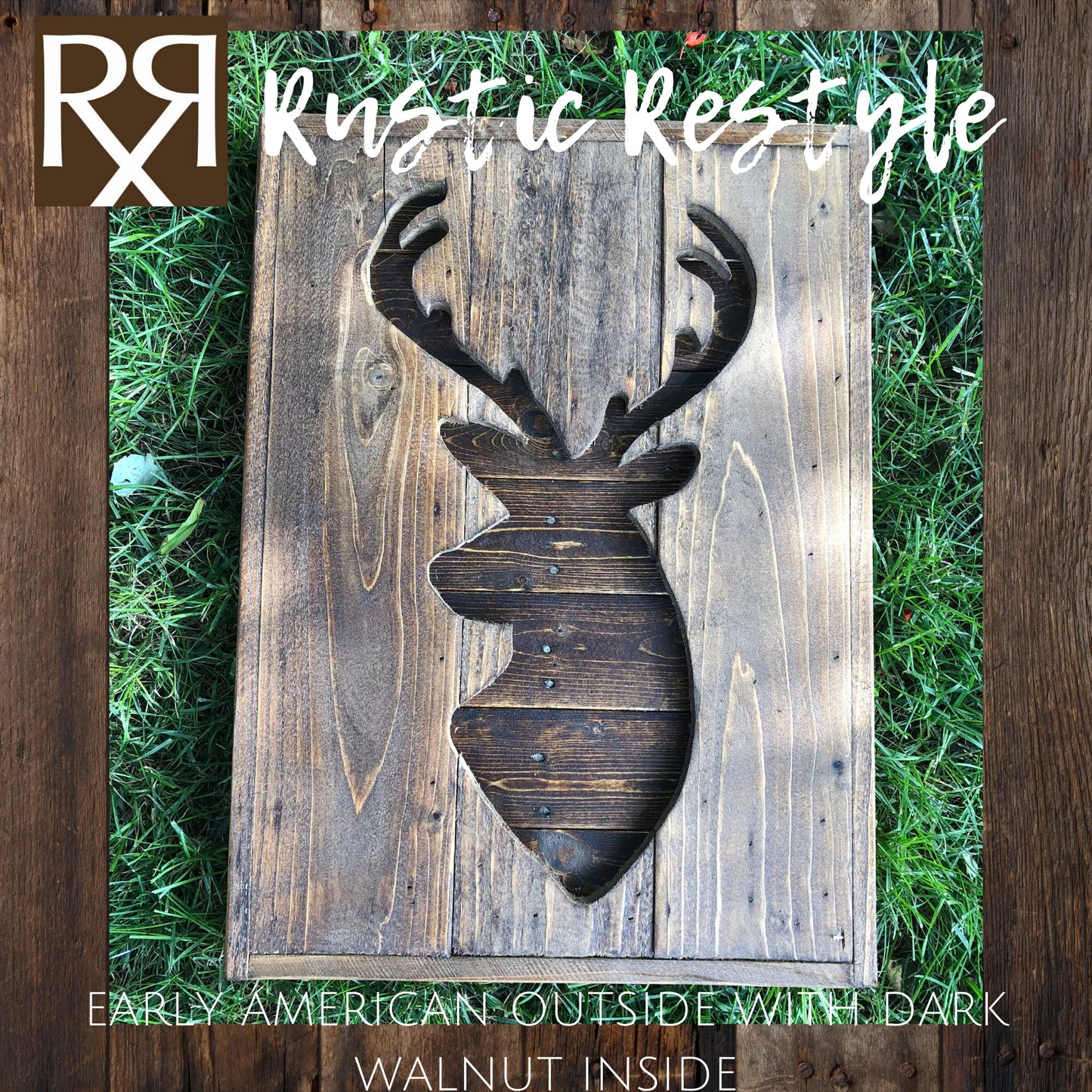 30" Deer head, wood deer cutout, deer silhouette, wall art, rustic hunting decor, cabin sign, woodsy, Wood Pallet Deer, country art,lodge