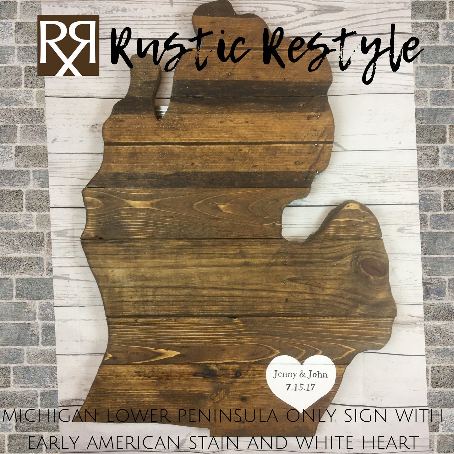 Michigan state Anniversary sign, Wood love Map, Upper peninsula, personalized heart sign, custom wall art, wooden anniversary 5th year gift