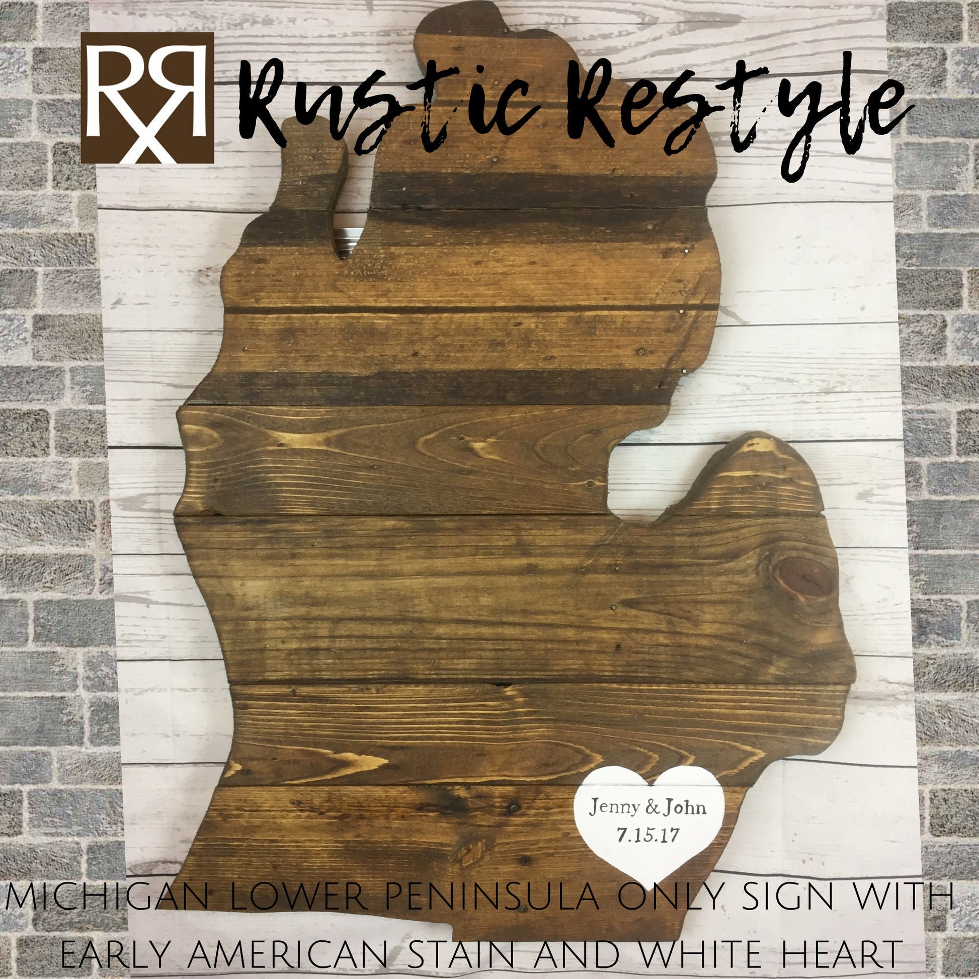 Michigan state Anniversary sign, Wood love Map, Upper peninsula, personalized heart sign, custom wall art, wooden anniversary 5th year gift