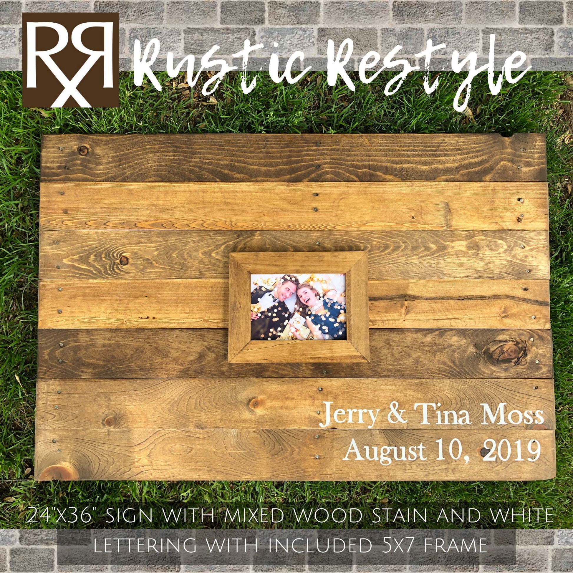 Last name wooden wedding guestbook Alternative sign, photo frame guestbook sign, Custom personalized 24x36