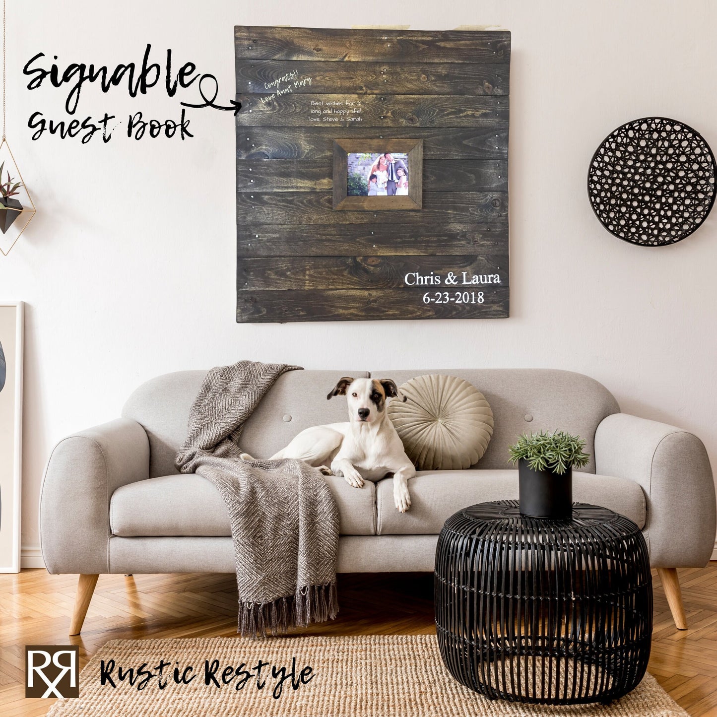 Rustic Wood Wedding Guest Book Alternative, Photo Frame