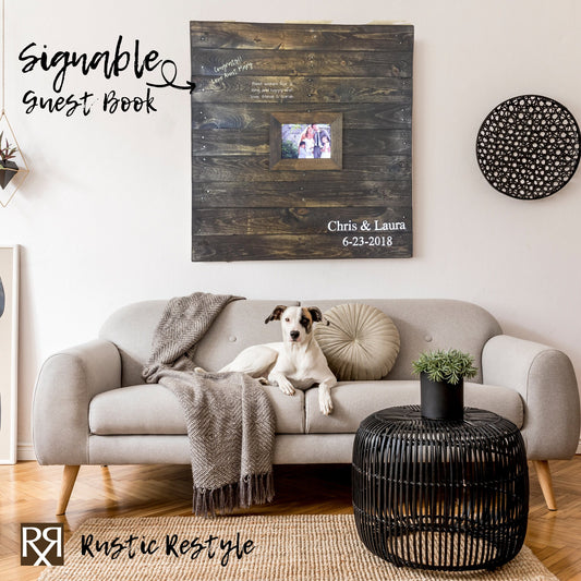 Rustic Wood Wedding Guest Book Alternative, Photo Frame