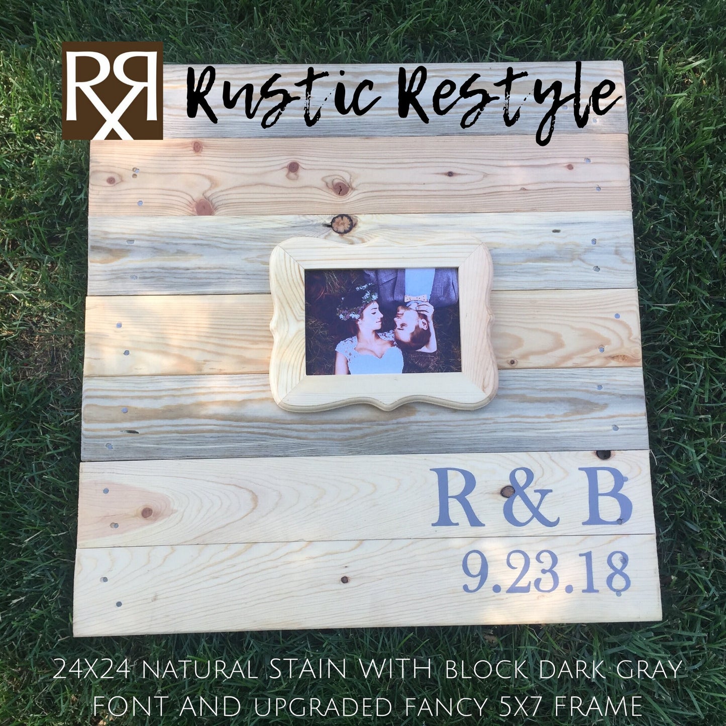 Guestbook Alternative, personalized wedding sign, pallet wall art, wedding photo frame, initials sign, 24x24