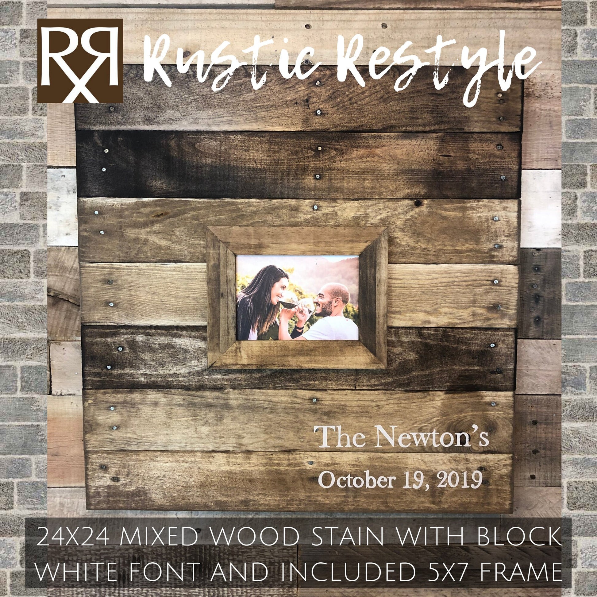 Wood wedding pallet Guest book Alternative sign photo frame, 24x24