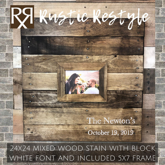 Wood wedding pallet Guest book Alternative sign photo frame, 24x24