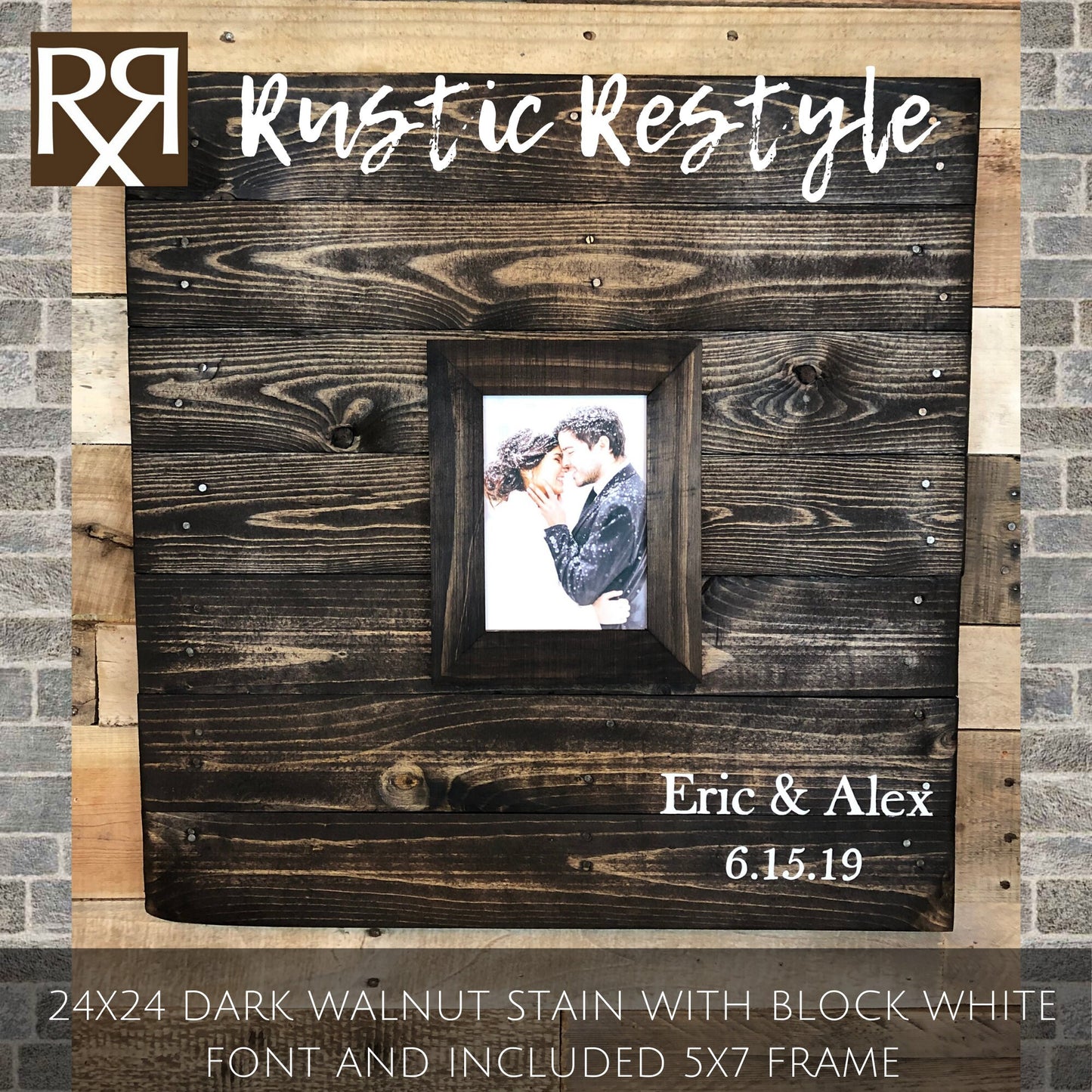 Wood wedding pallet Guest book Alternative sign photo frame, 24x24