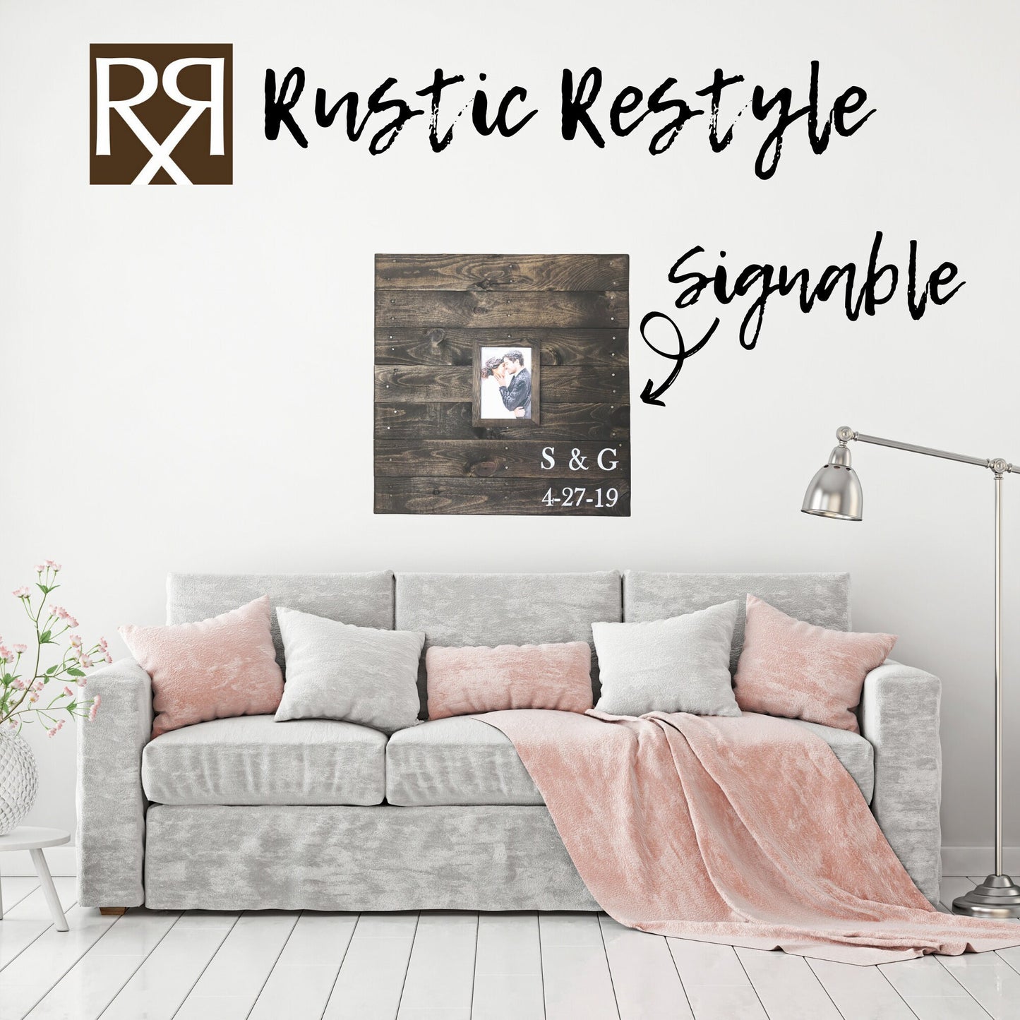 Guestbook Alternative, personalized wedding sign, pallet wall art, wedding photo frame, initials sign, 24x24