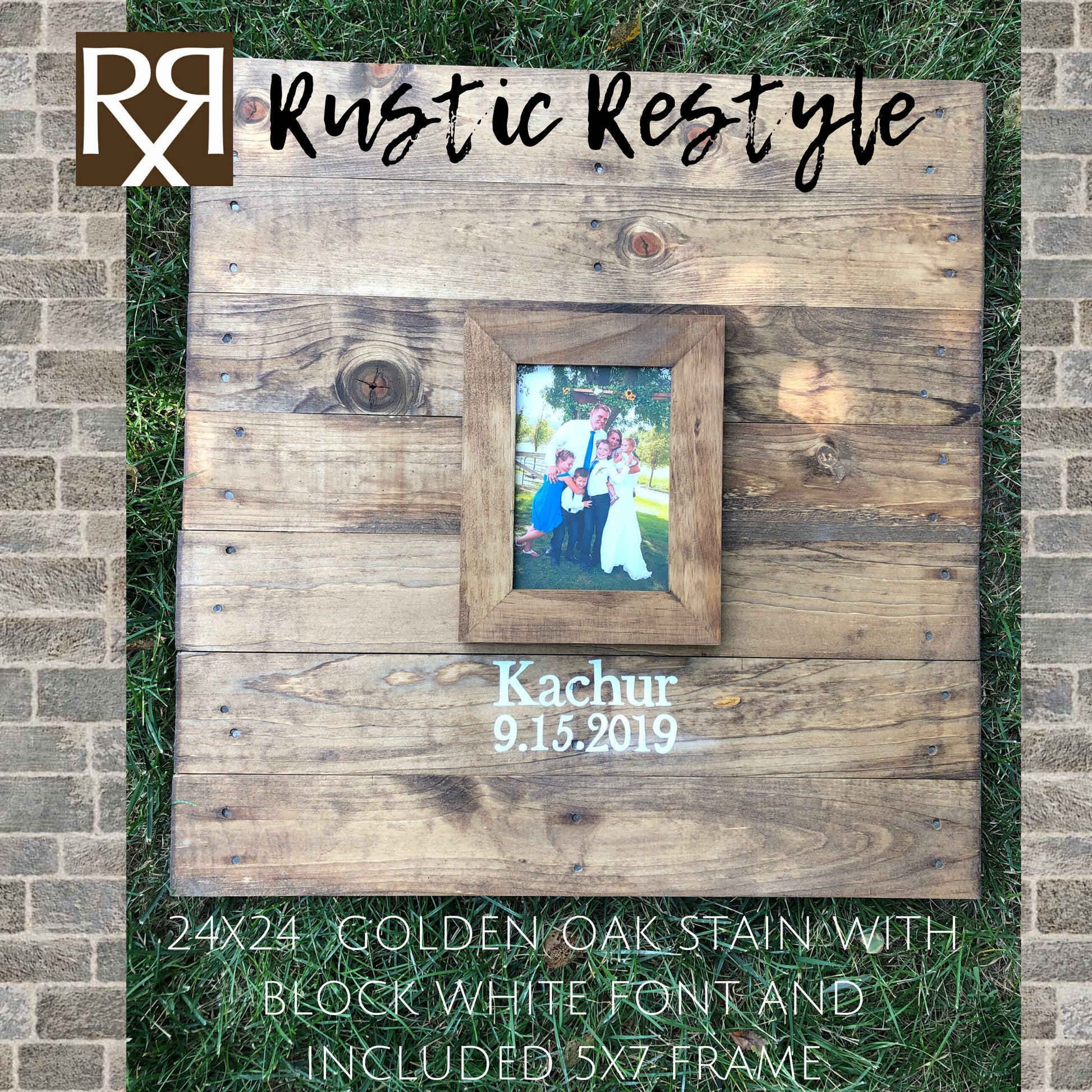 Wood wedding pallet Guest book Alternative sign photo frame, 24x24