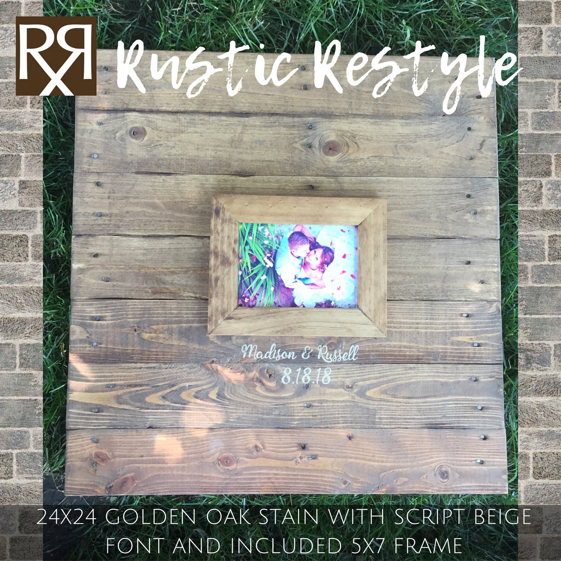 Wood wedding pallet Guest book Alternative sign photo frame, 24x24