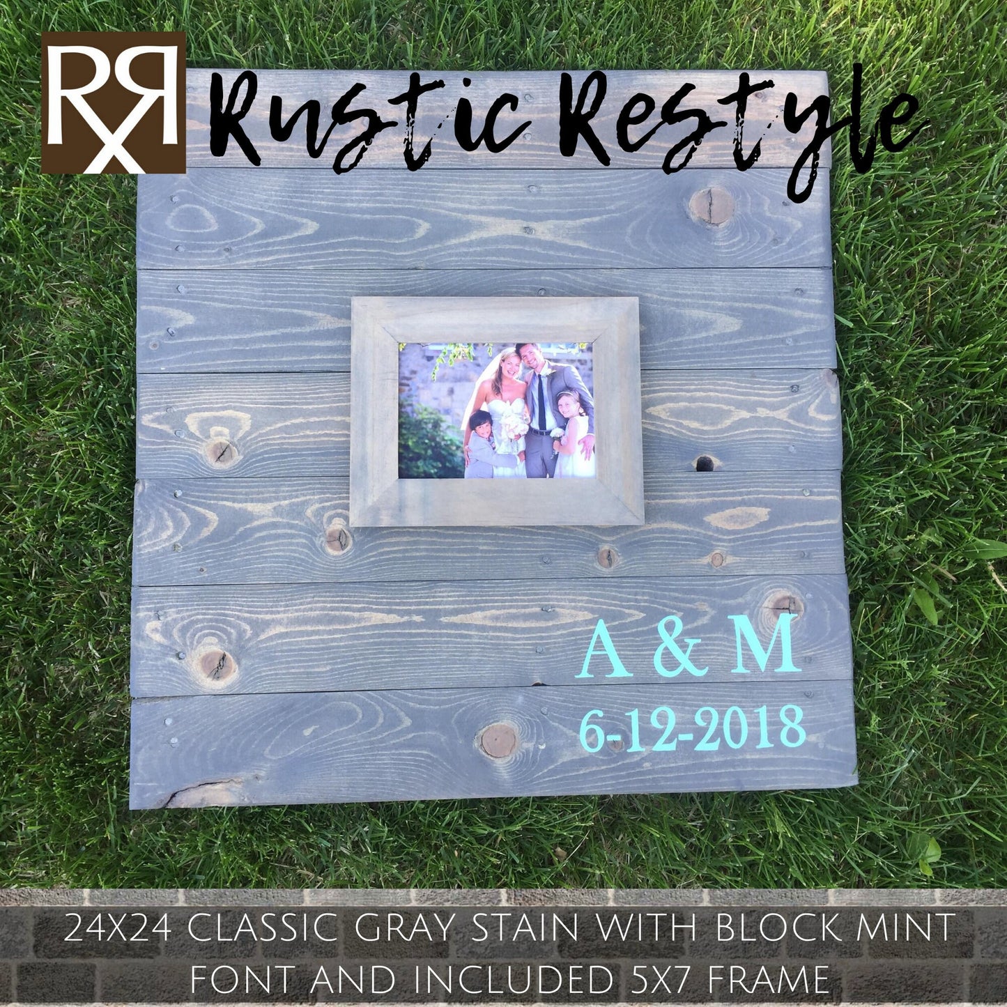 Wood wedding pallet Guest book Alternative sign photo frame, 24x24