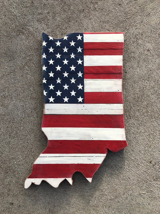 Wooden state American wall flag, wood state art signs, repurposed pallet signs, recycled den or cabin decor