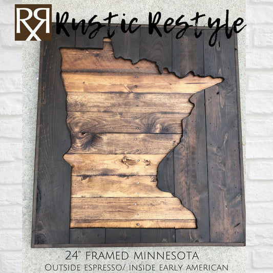 Rustic Minnesota Wood Sign – 24" State Wall Art