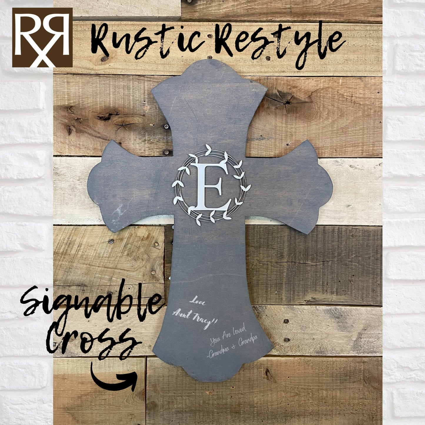 Last Name initial monogram small Personalized wooden cross, Wedding and Anniversary sign-able crosses, Family support keepsake reminder gift