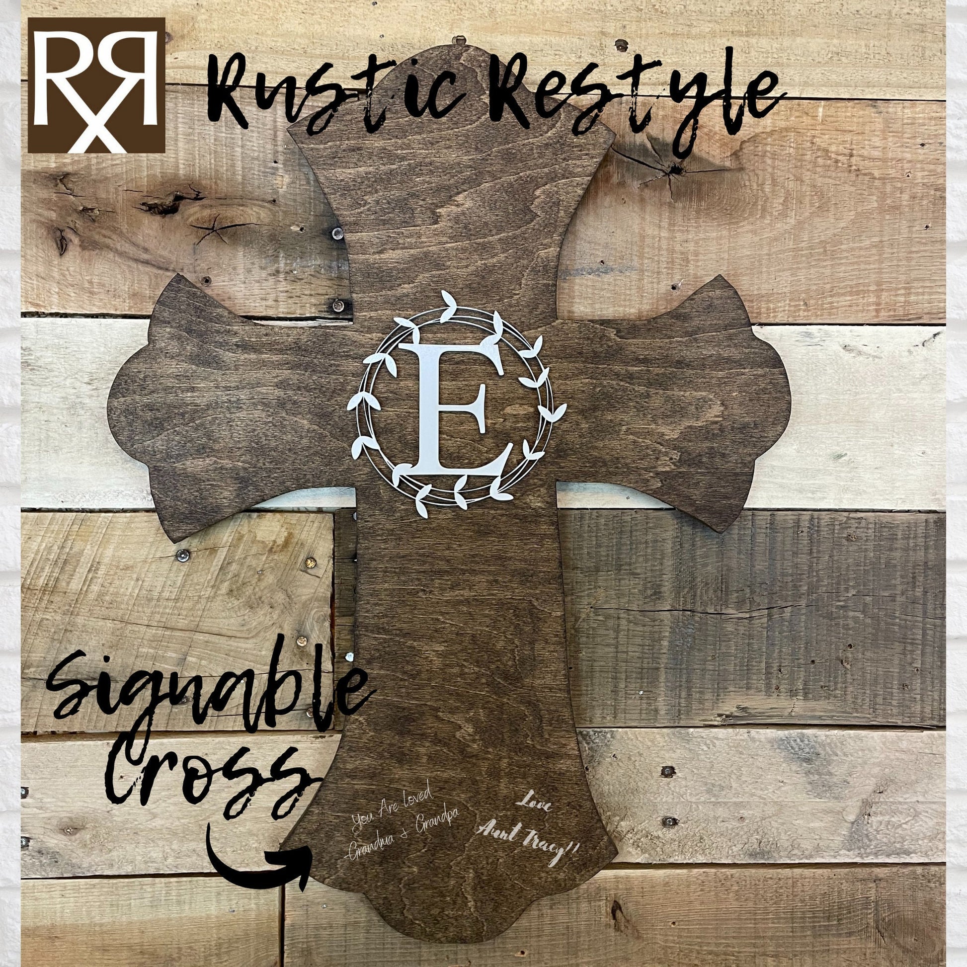 Last Name initial monogram small Personalized wooden cross, Wedding and Anniversary sign-able crosses, Family support keepsake reminder gift