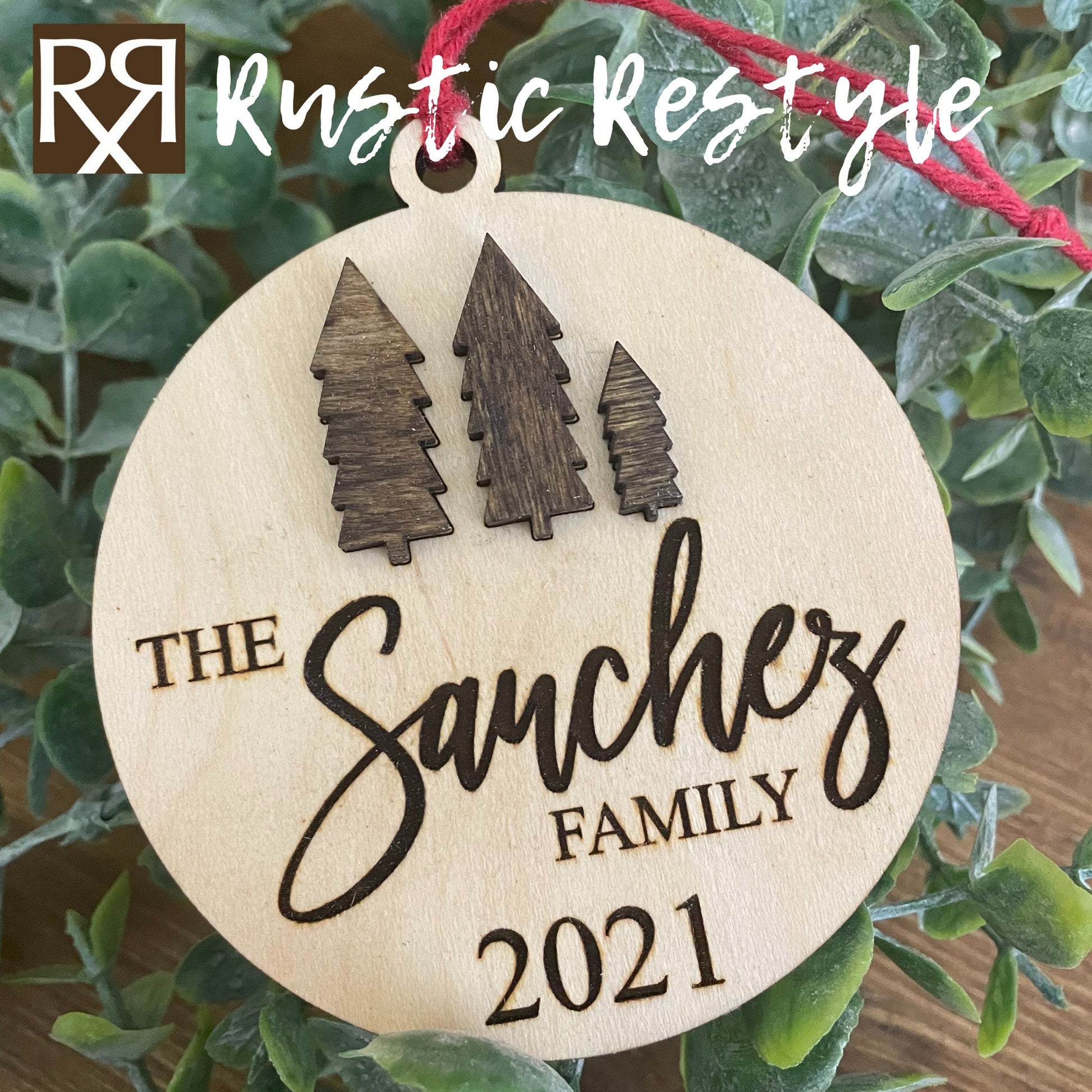 Family Tree ornament, Personalized Engraved Ornament, Housewarming gift, Laser Engraved, Christmas