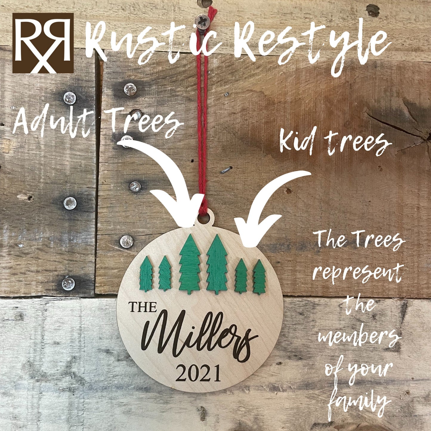 Family Tree ornament, Personalized Engraved Ornament, Housewarming gift, Laser Engraved, Christmas