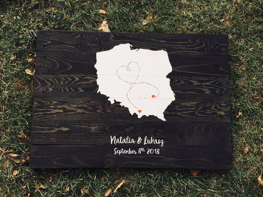 24"x36" Single state or Country love map reclaimed wood pallet sign wall art