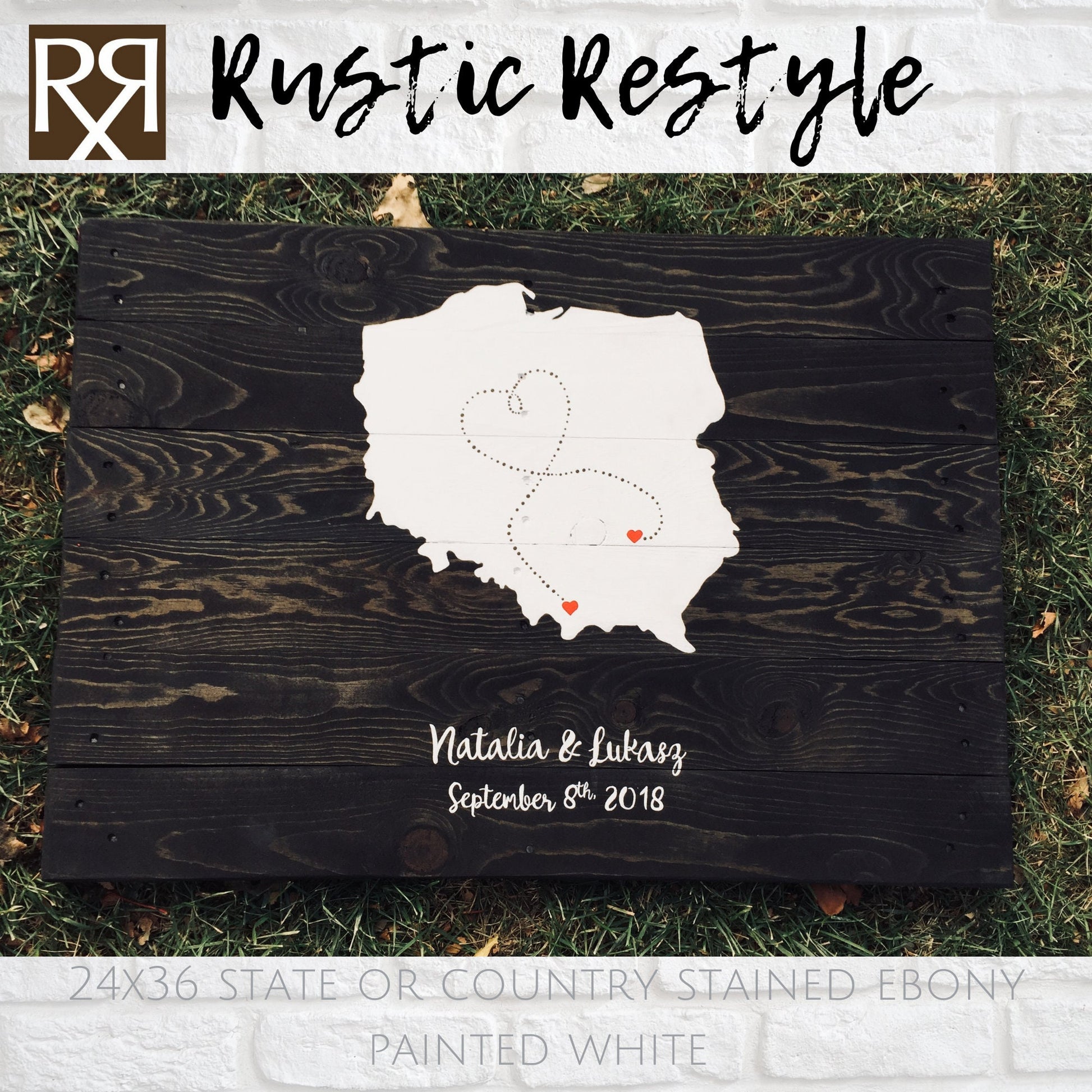 24"x36" Single state or Country love map reclaimed wood pallet sign wall art