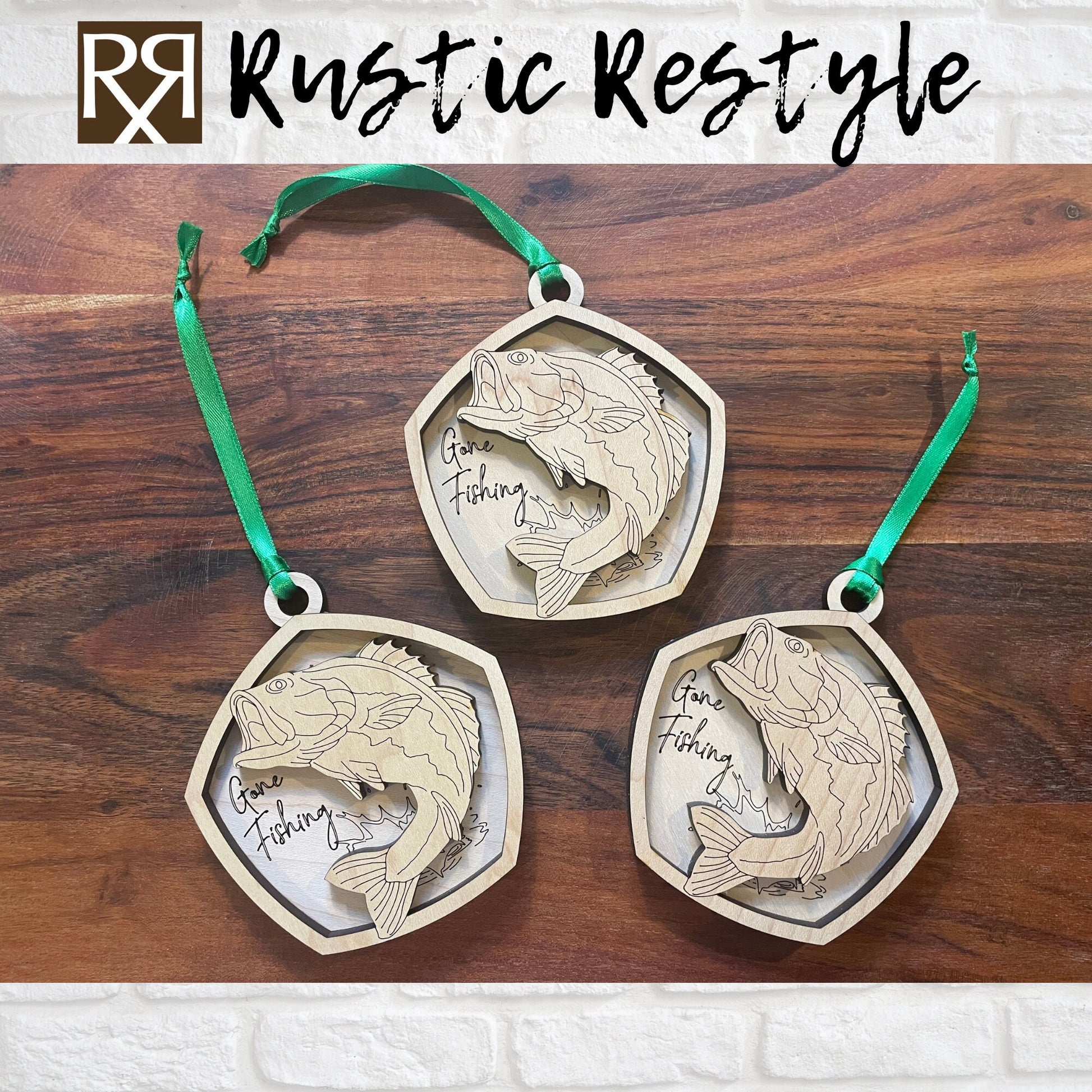 Gone fishing Bass fish Engraved tree Ornament, Housewarming gift, Laser Engraved, Christmas