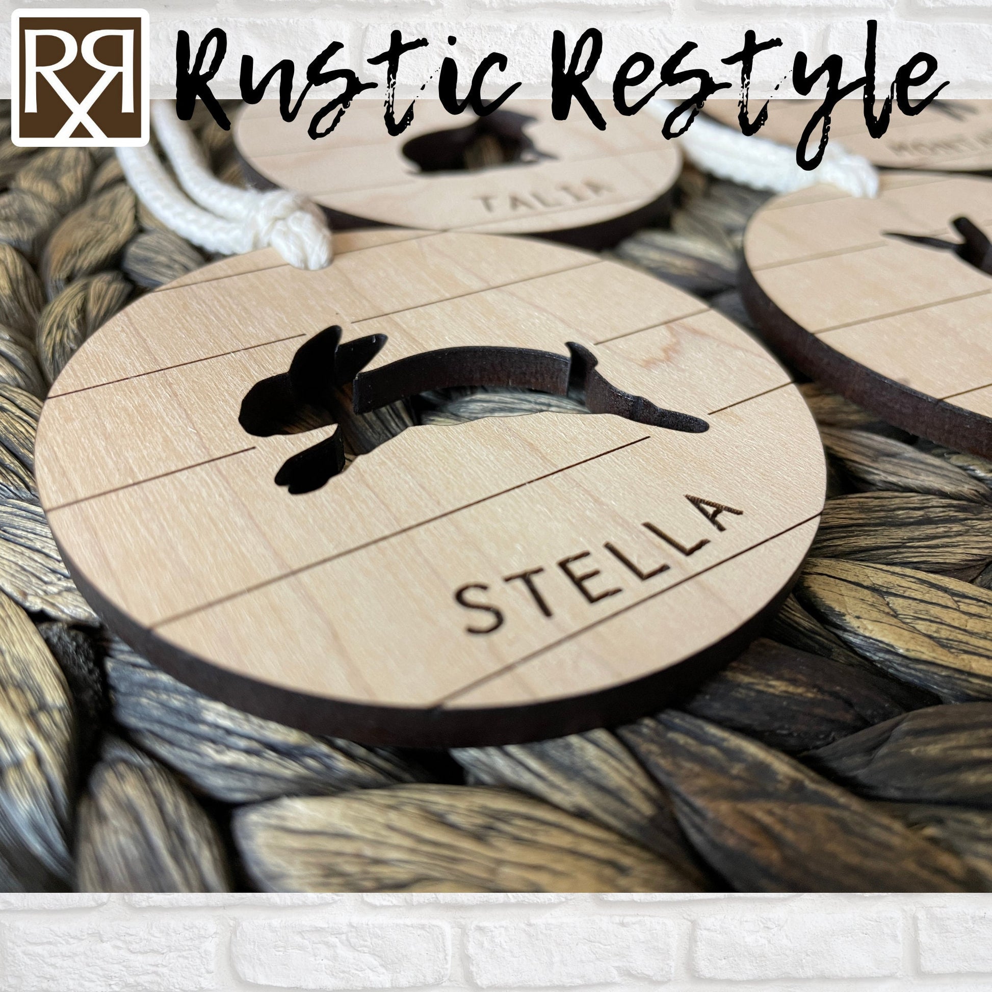 Custom wooden Easter Basket Bunny personalized name Tags