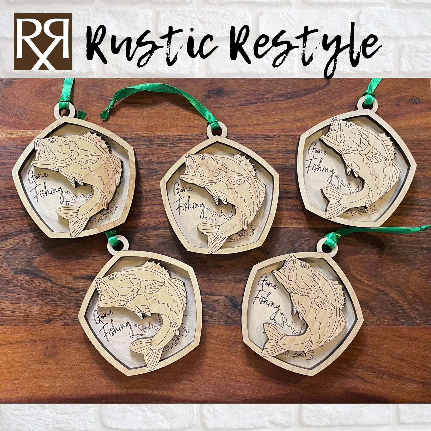 Gone fishing Bass fish Engraved tree Ornament, Housewarming gift, Laser Engraved, Christmas