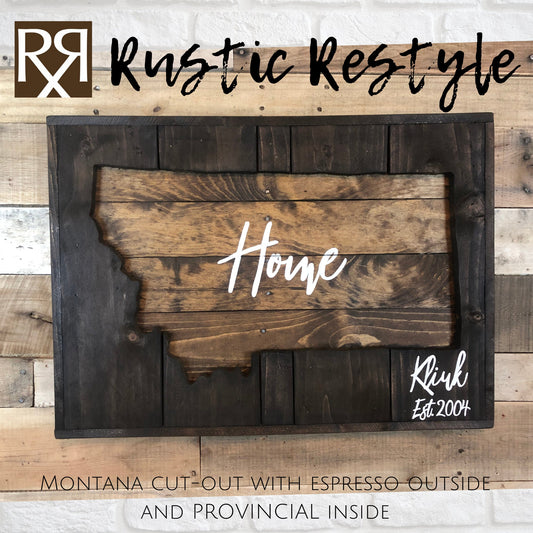 Wooden Montana shape Cut-out wall art