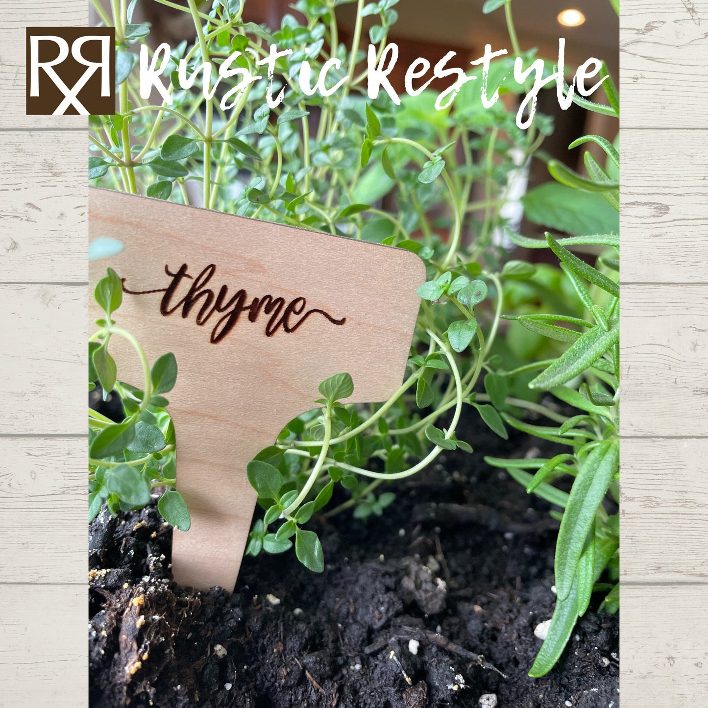 Set of 12 plant herb garden markers, wood plant tags